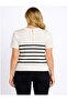 Striped Short Sleeve Thin Knitted Blouse - 3