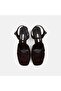 Women's Brown Cross-Strapped Thick-Heeled Suede Evening Dress Sandals - 7