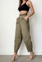 Women's Khaki Casual Shalwar Trousers Washable Vintage Gabardine Thick Elastic Waist Comfortable Daily Bohemian - 4