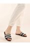 White Tape Detail Women's Flat Slippers
