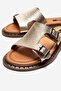 Women's Gold Leather Buckle Slippers Daily Comfortable Stylish Summer Double Strap Light Sole - 3