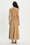 Women's slim fit 100% cotton v-neck double pocket beige skirt vest set - 7