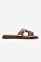 Women's Gold Leather Buckle Slippers Daily Comfortable Stylish Summer Double Strap Light Sole - 2