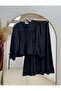 Purona Chest and Waist Gathered Modal Skirt Set-Mf598 Black - 3