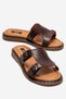 Women's Brown Leather Buckle Slippers Daily Comfortable Stylish Summer Double Strap Light Sole