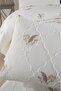 غطاء سرير مزدوج من الشانيل المطرز من أرتميس، 3 قطع، لون بيج - 5