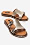 Women's Gold Leather Buckle Slippers Daily Comfortable Stylish Summer Double Strap Light Sole