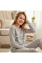 Young Girl's Cotton Collared Buttoned Pocketed Gift Light Brown Color Bottom Top Pajama Set Al501 V1 Bb24 - 6