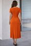 Women's Casual Stylish Crew Neck Slit Midi Dress - 3