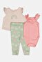 Toddlers Girl 3Pcs Embroidered Top And Leggings Set with Headband, Multicolor - 2