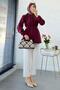 Hakim Collar Ribbed Detailed Poplin Shirt Tunic - Burgundy - 7