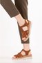 Genuine Leather Wedge Heeled Casual Women's Sandals - 4
