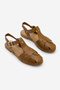 Women's Genuine Leather Ankle Strap Buckle Closed Front Casual Sandals Yenzar Tan - 5
