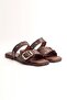 Women's Soft Thermo Sole Blunt Toe Comfortable Fit Tan Leather Slippers - 4