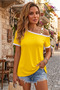 New Season Women's Short-Sleeved One-Shoulder Open Strap Buckle Detailed Viscose Blouse