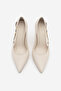 Women's Stiletto Pointed Toe Thin Classic Heeled Shoes with Gold Buckle on the Side Likose Ecru - 5