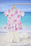 Girl's Patterned Swimsuit Set 3-Piece Set (Bathing Cap + Top + Shorts) Sea Beach Set - 2