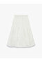 Embroidered Midi Skirt with Elastic Waist and Layered Detail - 5