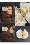 Luxurious Large Gold Polka Dot Tulle Pearled Detachable Brooch Pin Fancy Automatic Clip Clasp Cream