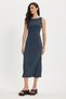 Women's slim fit cotton sleeveless crew neck indigo dress - 3
