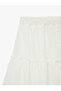 Embroidered Midi Skirt with Elastic Waist and Layered Detail - 6