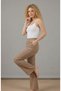 Women's Double Pocket Panama Fabric Spanish Flare Pants - Hem Detailed Elastic Waist Sweatpants - 5