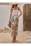 New Season Women's Stylish Rope Strap Crop Blouse and Slit Long Skirt Set - 4