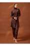 Full Covered Hijab Swimsuit with Piping Detail - Brown - - 3