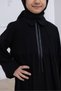 Girl's Cotton Full Length Hijab Dress with Baby Collar and Elastic Sleeves - Black - 7