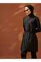 Beli Cord Detailed Halter Neck Full Covered Hijab Swimsuit - Black - - 2