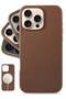Luxurious Dark Saddle Brown Leather iPhone 16 Pro Max Case – Softens with Use, MagSafe Compatible