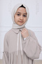 Girl's Cotton Full Length Hijab Dress with Baby Collar and Elastic Sleeves - Stone - 8