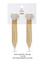 Luna Series Women's Gold Color Heart Figured Zircon Stone Dangle Earrings with Fringes - 2