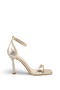 Metallic Gold Color Closed Back 11 cm Heeled Ankle Strap Shoes - 4