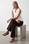 White Belted Wrap Vest with Lining Inside Alc-X15468 - 4