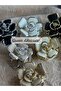 Luxury Brand Fashion Camellia Flower Black Silver Gray Framed Clasp Clasp Large Size - 3