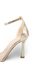 Metallic Gold Color Closed Back 11 cm Heeled Ankle Strap Shoes - 7