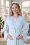 New Season Blue Summer Full Length Lace Design Short Sleeve Buttoned Maternity Maternity Dressing Gown Nightgown Set - 5
