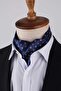Floral Pattern Navy Blue Italian Silk Ascot Tie Sac10 - 4