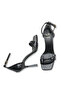 Light Black Patent Leather Closed Back High Heeled Ankle Strap Shoes