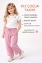 192-03-25 Floral Pattern Wide Leg Pants with Pocket Detail Girls' Set 3-7 Years - 2