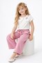 192-03-25 Floral Pattern Wide Leg Pants with Pocket Detail Girls' Set 3-7 Years - 6