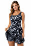 Women's Patterned Dress Swimsuit with Shorts - 2