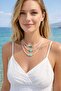Women's Summer Beach Sea Necklace 3-Piece Set Blue Turquoise White Color Marine Theme Accessory Jewelry Gift - 3