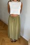 Women's Khaki Long Skirt with Elastic Waist and Lace-Up Maxi Length Loose Hijab Skirt Cotton Viscose Doesn'T Show Underwear Y - 4