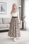 Girl's Multi-Colored Floral Patterned Unlined Skirt with Elastic Waist - 2