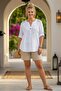 Italian White Judge Collar Buttoned 3/4 Sleeve Mesh Detailed Perforated Embroidered Cotton Woven Blouse 73 60 - 3