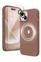 5-in-1 Magnetic iPhone 15 Case – Brown, Slim Skin-Like Silicone, MagSafe-Compatible with 2x Sc
