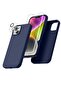 iPhone 14 Navy Case - 5-in-1 Set with 2 Screen Protectors & 2 Camera Lens Protectors, Liquid Silicon