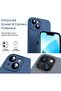 Liquid Silicone Protective Case for iPhone 13 - Blue, Camera Protection, Anti-Fingerprint, Built-In - 2